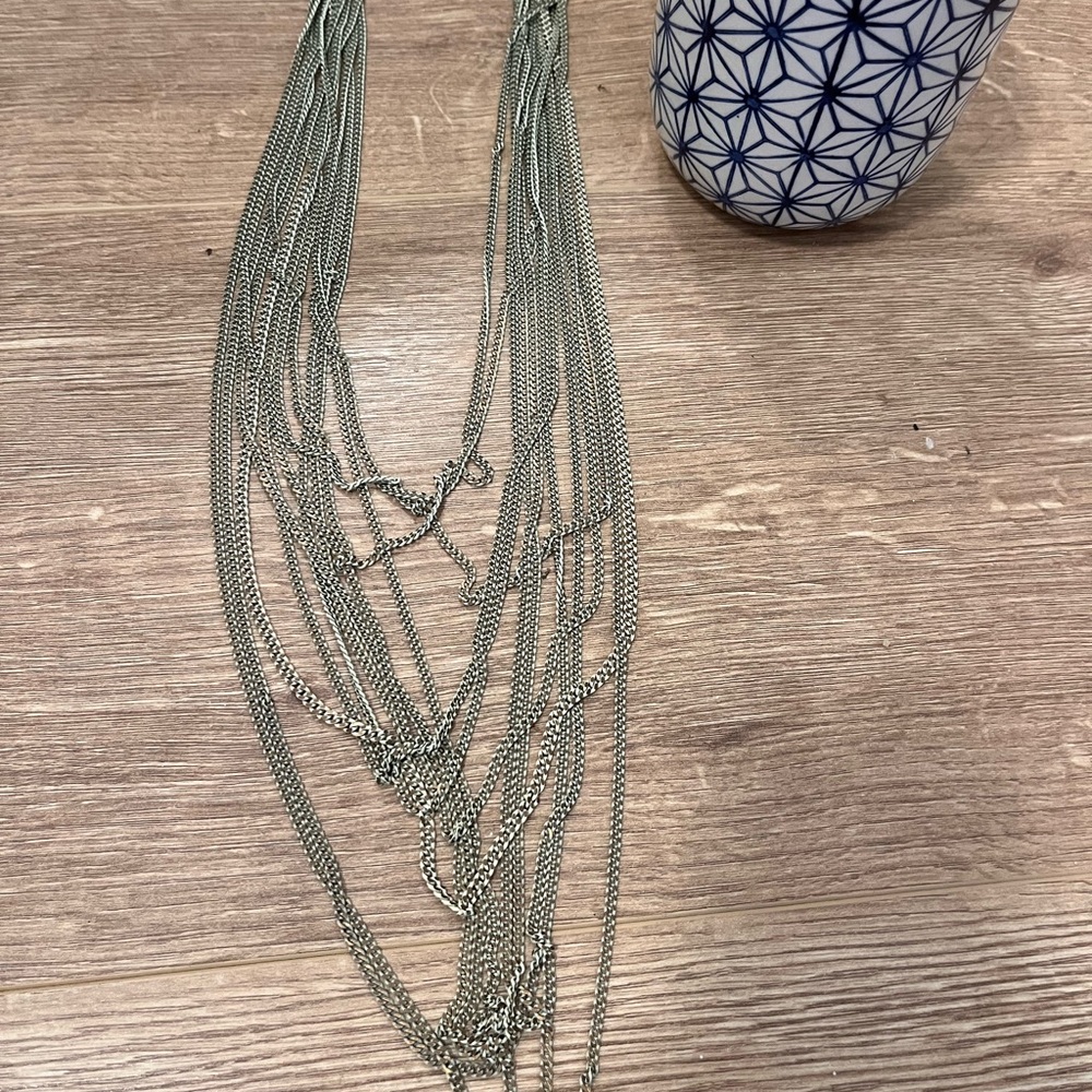 Painted Layered Chain Statement Necklace